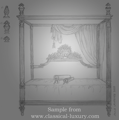 Gustavian-style bed by Akvile Lawrence