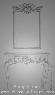 Neoclassical Console Table with Mirror by Akvile Lawrence