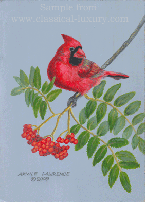 Northern Cardinal, male: Cardinalis cardinalis, Wildlife art by Akvile Lawrence