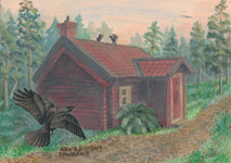 Jackdaws  gathering: Corvus monedula Realistic Wildlife Painting by Akvile Lawrence
